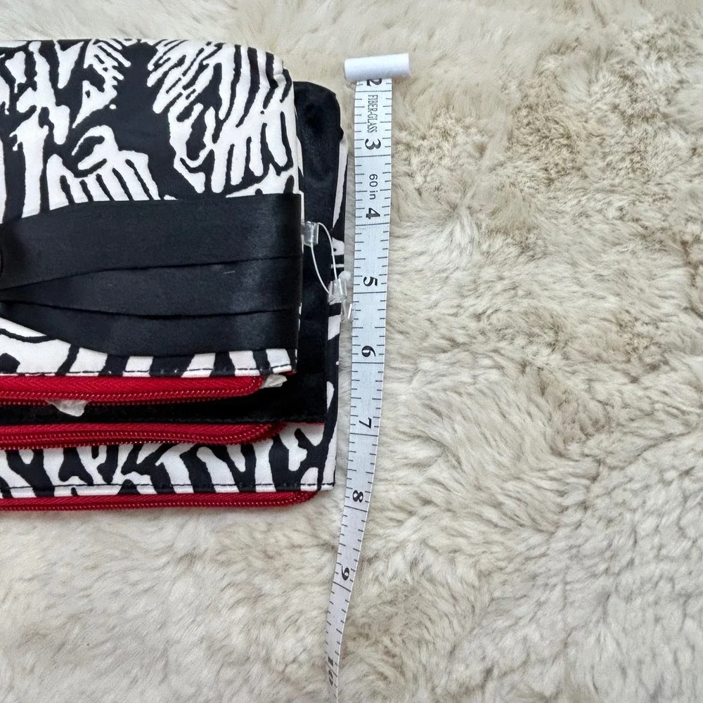 Modella 3 Piece Purse Set Zebra Print Black Bow Accent‎ Travel Organization NEW